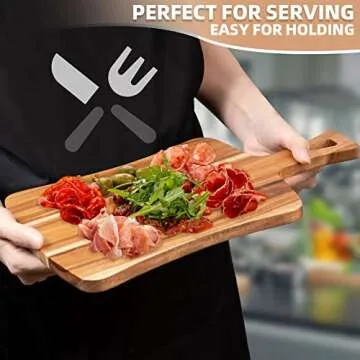 Acacia Wood Cutting Board with Handle for kitchen- EVNSIX Wooden Chopping Board Countertop for Meat, Bread, Vegetables Fruits Charcuterie Cheese Serving Boards,Decorative for Kitchen and Dining