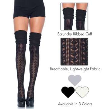 Leg Avenue Women's Pointelle Scrunch Knee Socks - Chic & Comfortable