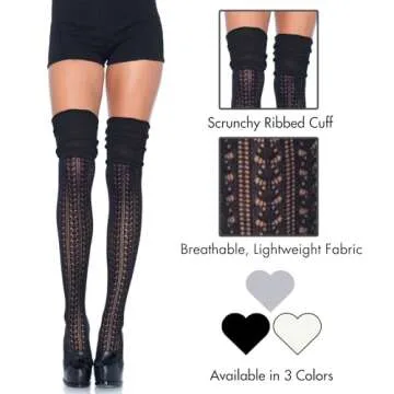 Leg Avenue Women's Pointelle Scrunch Knee Socks - Chic & Comfortable