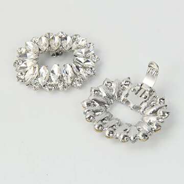 kilofly 2 Pairs Elegant Rhinestone Crystal Metal Shoe Clips Wedding Party Set