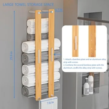 CJAID 30" Bamboo Towel Rack - Stylish Wall-Mounted Organizer
