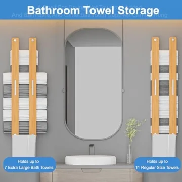 CJAID 30" Bamboo Towel Rack - Stylish Wall-Mounted Organizer