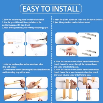 CJAID 30" Bamboo Towel Rack - Stylish Wall-Mounted Organizer