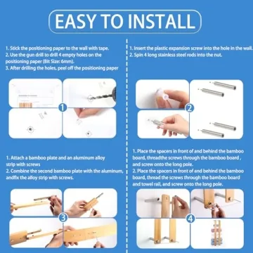 CJAID 30" Bamboo Towel Rack - Stylish Wall-Mounted Organizer