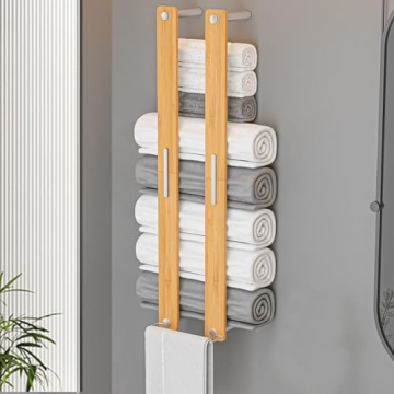 CJAID 30" Bamboo Towel Rack - Stylish Wall-Mounted Organizer
