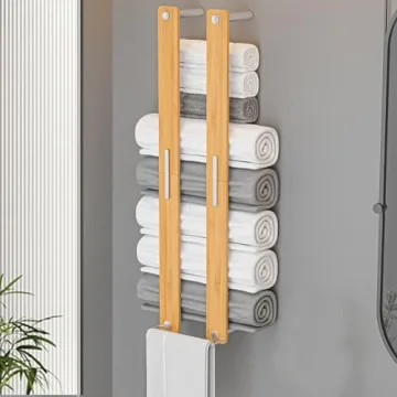 CJAID 30" Bamboo Towel Rack - Stylish Wall-Mounted Organizer