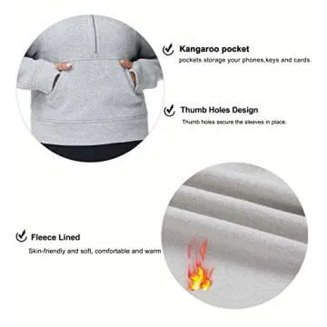 THE GYM PEOPLE Women's Half Zip Pullover Sweatshirt Fleece Stand Collar Crop Sweatshirt with Pockets Thumb Hole Grey