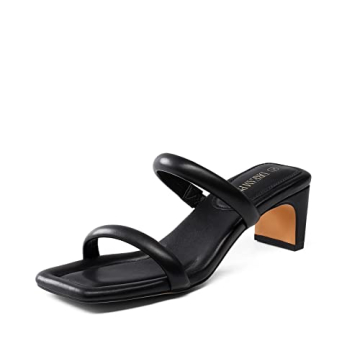 DREAM PAIRS Women's Stylish Black Square Toe Heels with Comfort and Support