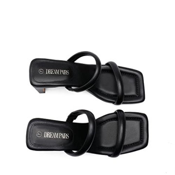 DREAM PAIRS Stylish Square Toe Heeled Sandals for Women