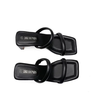 DREAM PAIRS Stylish Square Toe Heeled Sandals for Women