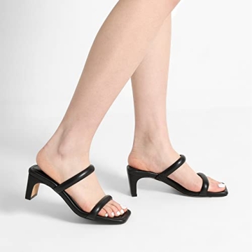 DREAM PAIRS Stylish Square Toe Heeled Sandals for Women