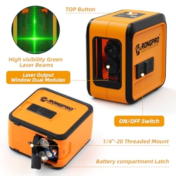 RONGPRO Laser Level Self Leveling - 98Ft/30M Dual Modules Green Cross Line Laser Leveler Tool for Indoor Outdoor Construction Picture Hanging Home Renovation