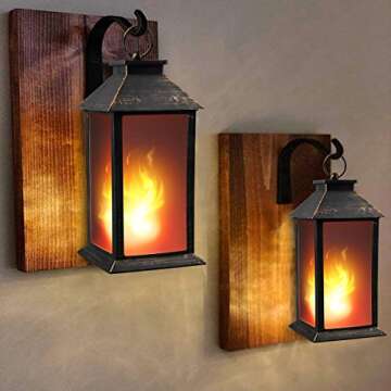 13" Vintage Style Lantern,Flickering Flame Effect Tabletop Lantern(Black,Remote Timer and Batteries Included)Indoor/Outdoor Hanging Lantern,Decorative Candle Lantern ZKEE (Set of 2)