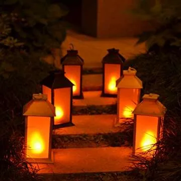 13" Vintage Style Lantern,Flickering Flame Effect Tabletop Lantern(Black,Remote Timer and Batteries Included)Indoor/Outdoor Hanging Lantern,Decorative Candle Lantern ZKEE (Set of 2)
