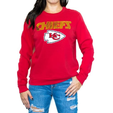 Kansas City Chiefs Women's Sequin Bling Sweatshirt Size Small