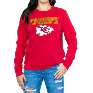 Kansas City Chiefs Women's Sequin Bling Sweatshirt Size Small