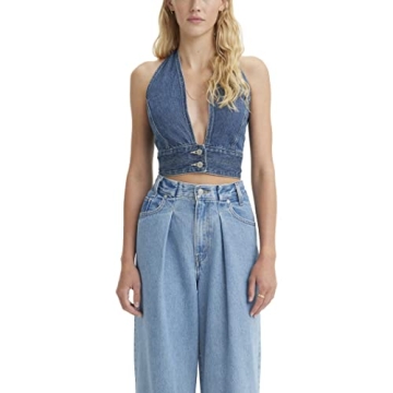 Levi's Women's Daisy Denim Halter Top in Indigo Stonewash