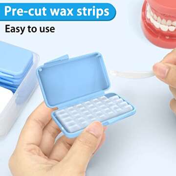 Braces Wax - 10 Pack (50 Precut Orthowax Strips). Flavorless & Mint. Separate Cases, a Storage Box &...
