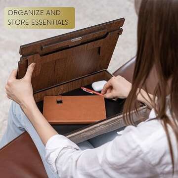 Vigo Wood Book Stand with Storage, Book Holder, Reading Stand, Cookbook Holder, Recipe Book Stand, Wooden Book Stands for Reading, Cookbook Stand for Kitchen, Book Holder for Reading in Bed (Walnut)