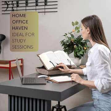 Vigo Wood Book Stand with Storage, Book Holder, Reading Stand, Cookbook Holder, Recipe Book Stand, Wooden Book Stands for Reading, Cookbook Stand for Kitchen, Book Holder for Reading in Bed (Walnut)