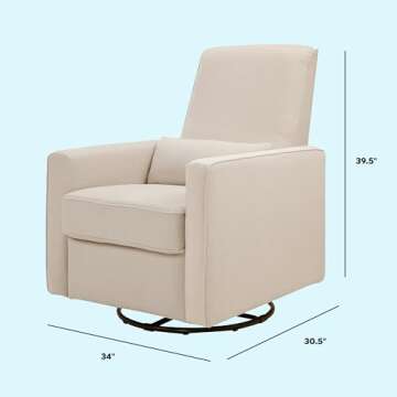 DaVinci Piper 360° Swivel Rocker Recliner Chair - Glider Rocking Chair for Nursery and Living Room- GREENGUARD Gold, FSC & Certi-PUR US Certified - Ultra Comfy Glider Recliner Nursery Chair - Cream