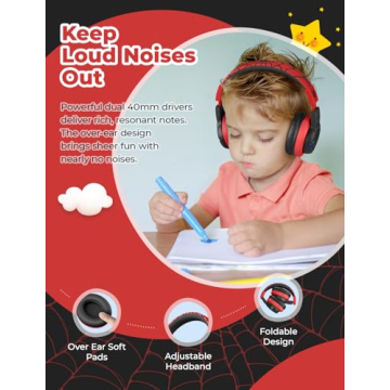 iClever Kids Bluetooth Headphones with LED Lights and 85H Playtime