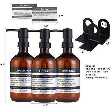 Sookdeo Dispenser Bottle for Bathroom Kitchen Refillable for Shampoo Conditioner Hand Dish Soap Loti...