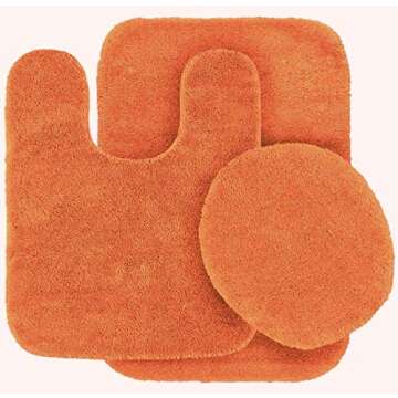3 pc Solid Orange Bathroom Rug Set Bath Mats Bath Set Super Soft Anti Slip Soft Mats New