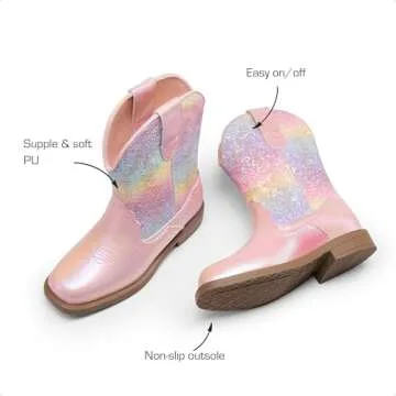 DREAM PAIRS Toddler Girls Cowboy Boots for Comfort & Style