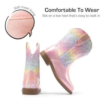 DREAM PAIRS Toddler Girls Cowboy Boots for Comfort & Style