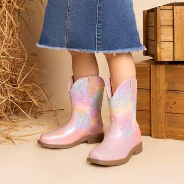 DREAM PAIRS Toddler Girls Cowboy Boots for Comfort & Style