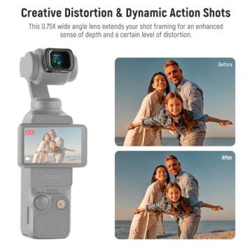 NEEWER 0.75X Wide Angle Lens Compatible with DJI OSMO Pocket 3 Creator Combo Accessories, Expanded FOV of 108°, Magnetic Coated Aspherical Action Camera Lens, LS-45