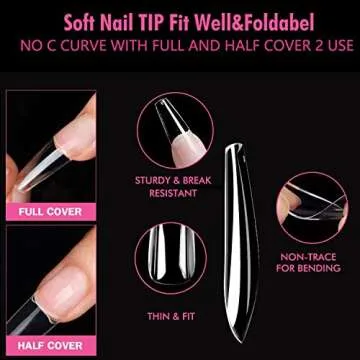 UNA GELLA Long Coffin Nail Tips 216pcs for DIY Manicure