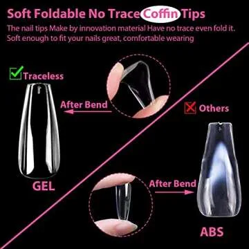UNA GELLA Long Coffin Nail Tips 216pcs for DIY Manicure