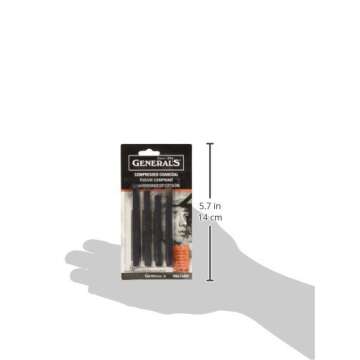 General Pencil 957ABP Compressed Charcoal Sticks 4/Pkg-Black - Soft Assorted