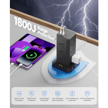 Tagzilo 15-in-1 Power Strip Tower with Surge Protection