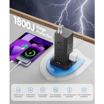 Tagzilo 15-in-1 Power Strip Tower with Surge Protection