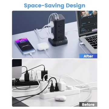 Tagzilo 15-in-1 Power Strip Tower with Surge Protection