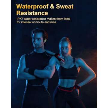 Wireless Earbuds Bluetooth 5.3 Headphones Sport, 2024 Wireless Earphones with Earhooks, HiFi Stereo Deep Bass with ENC Mic, 40H Dual LED Display, IPX7 Waterproof Ear Bud for Small Ear Running/Workout