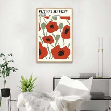 Flower Market Madrid Canvas Wall Art Prints Print Wall Art, Minimalist Flower Market Wall Art, Flowe...