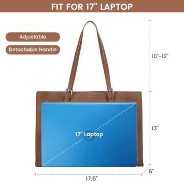 LOVEVOOK Laptop Bag for Women, Vintage Leather Works Computer Tote Bag, 15.6-Inch Large Capacity Shoulder Bag Set with Clutch Purse, Professional Business Briefcase for Office Lady, 2Pcs, Brown