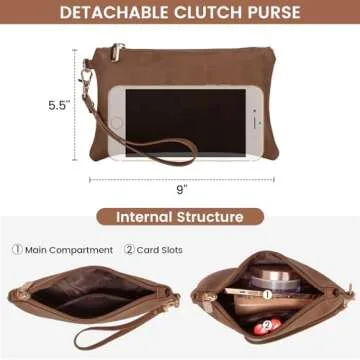 LOVEVOOK Laptop Bag for Women, Vintage Leather Works Computer Tote Bag, 15.6-Inch Large Capacity Shoulder Bag Set with Clutch Purse, Professional Business Briefcase for Office Lady, 2Pcs, Brown