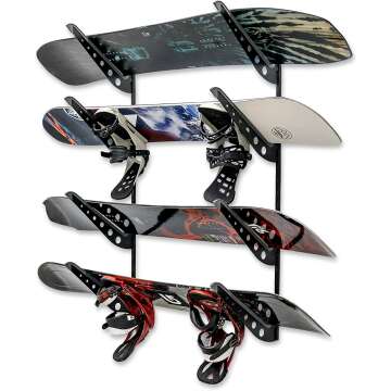 Adjustable Snowboard Storage Rack - Wall Mount 4 Boards