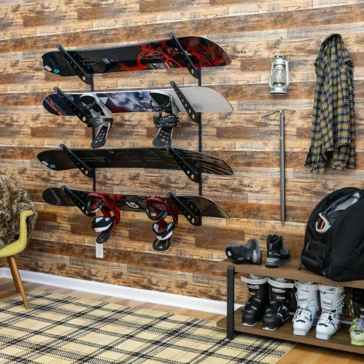 Adjustable Snowboard Storage Rack - Wall Mount 4 Boards