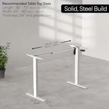 VIVO Electric Stand Up Desk Frame Workstation, Single Motor Ergonomic Standing Height Adjustable Base with Simple Controller, White, DESK-V100EW