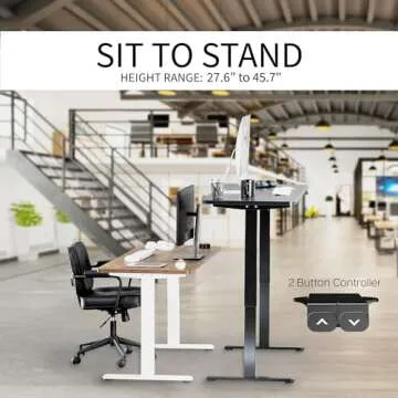 VIVO Electric Stand Up Desk Frame Workstation, Single Motor Ergonomic Standing Height Adjustable Base with Simple Controller, White, DESK-V100EW