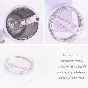 2 PCS 40 oz Replacement Tumbler Flip Top Straw Lid, Reusable Non-Tipping Lid, Splash, Leak and Spill Resistant Straw Lid Replacements