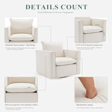 Comfortable COLAMY Swivel Accent Chair for Living Spaces