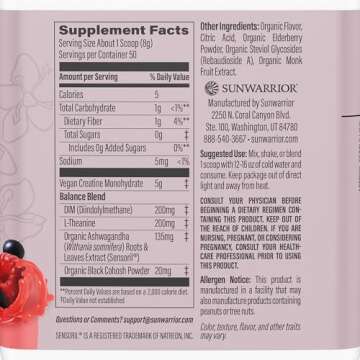 Sunwarrior Creatine for Women Monohydrate Powder Micronized Pre Workout Recovery Supplement Support ...