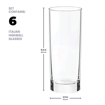 Luxurious Paksh Italian Highball Glasses Set of 6 - Gift Ready